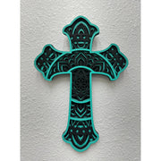 Wooden Crosses Wall Decor Small Turquoise/Black 