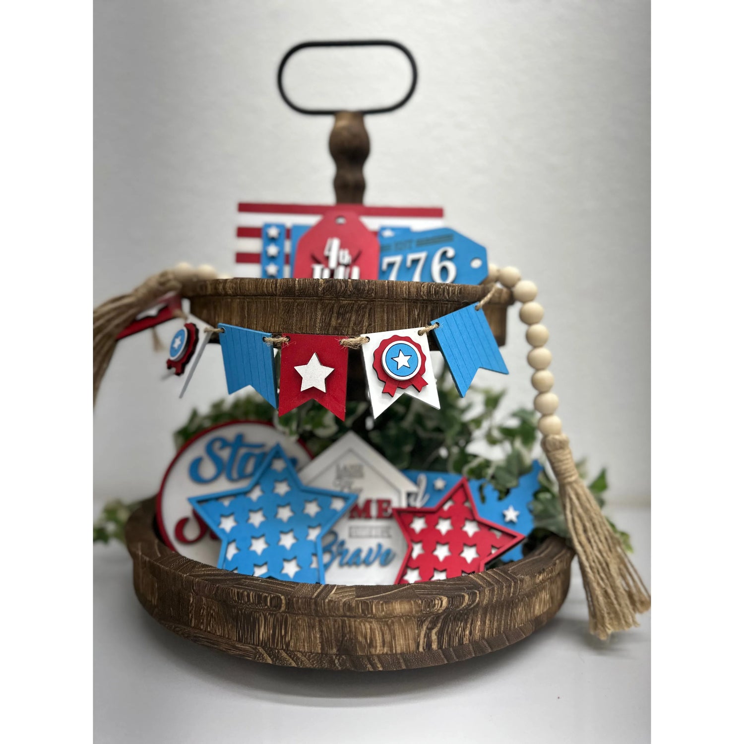 Home of the Brave Tiered Tray Decor 