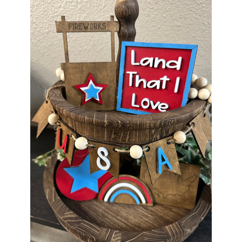 4th of July Tiered Tray Decor Tiered Tray   