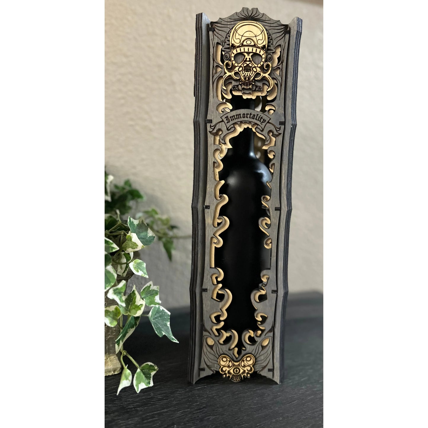 Wood Wine Bottle Holder Wine Bottle Holder Gray Stain  