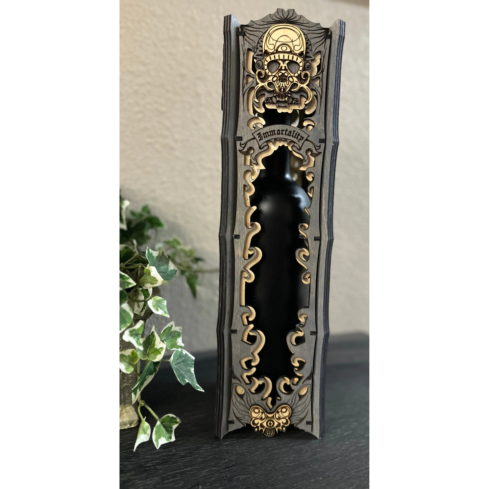 Wood Wine Bottle Holder Wine Bottle Holder Gray Stain  