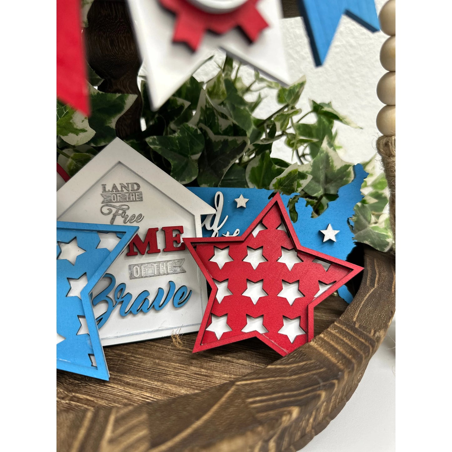 Home of the Brave Tiered Tray Decor 