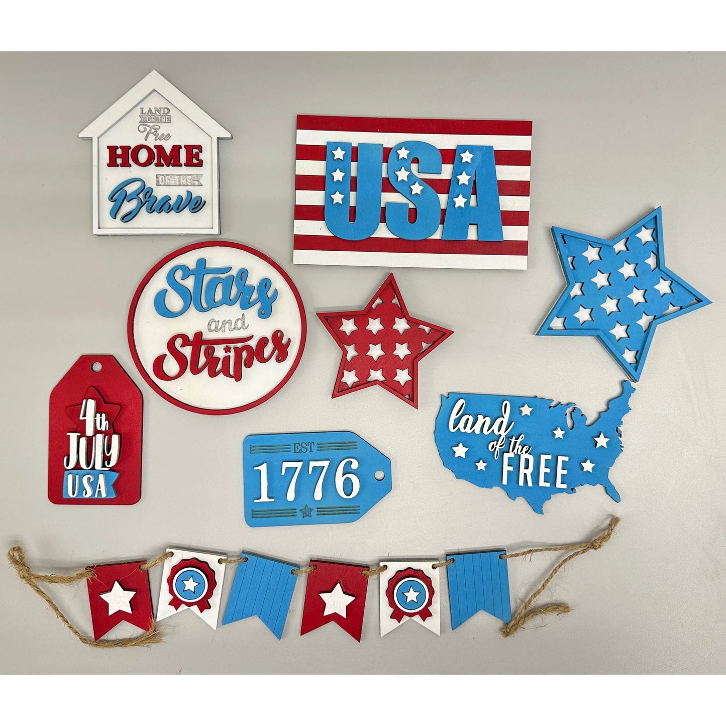 Home of the Brave Tiered Tray Decor 
