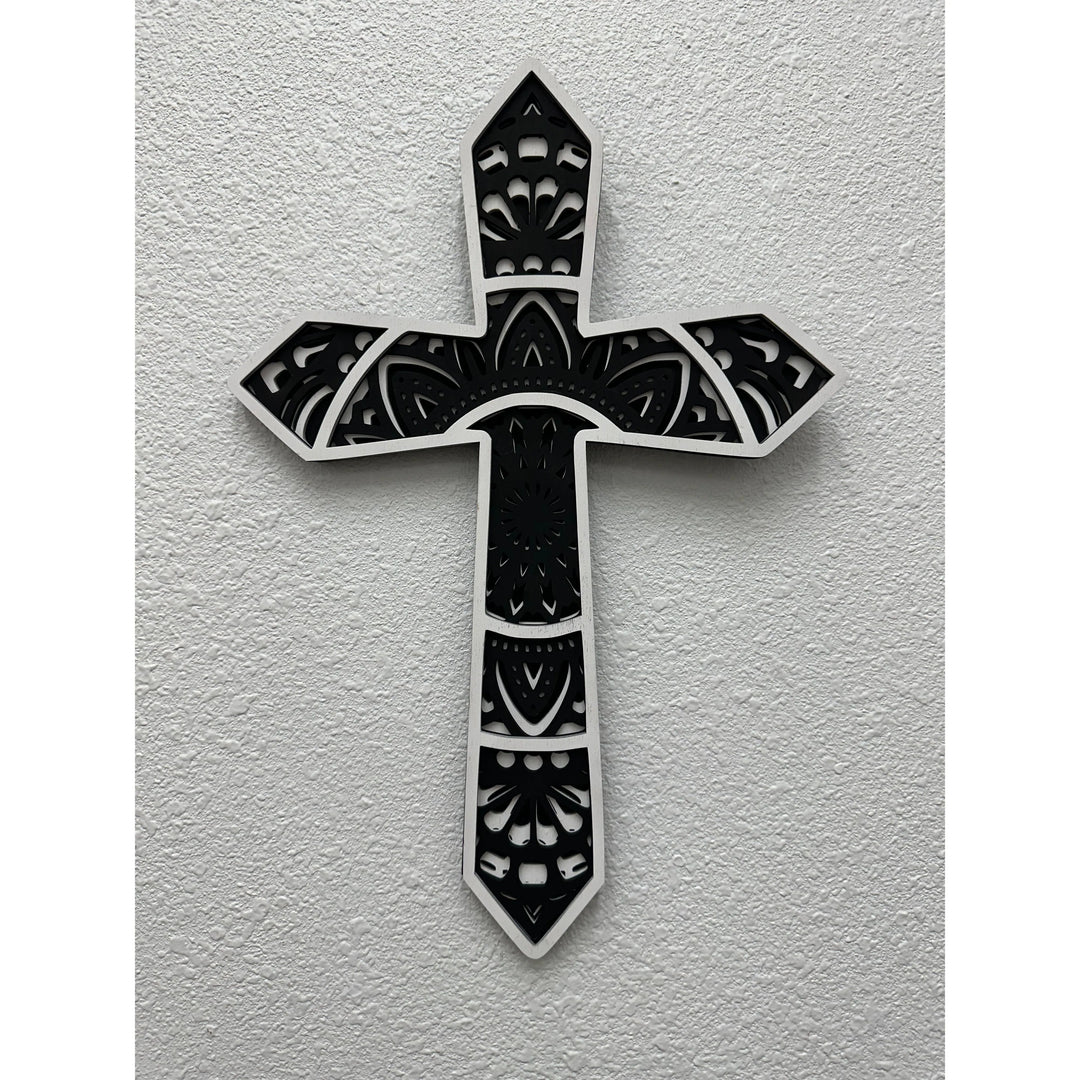 Wooden Crosses Wall Decor Small White/Black 