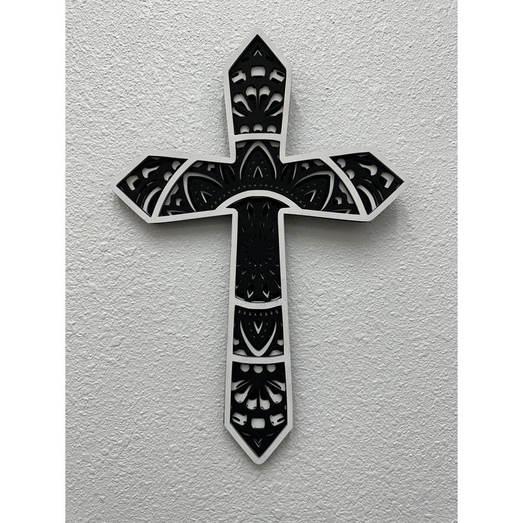 Wooden Crosses Wall Decor Small White/Black 