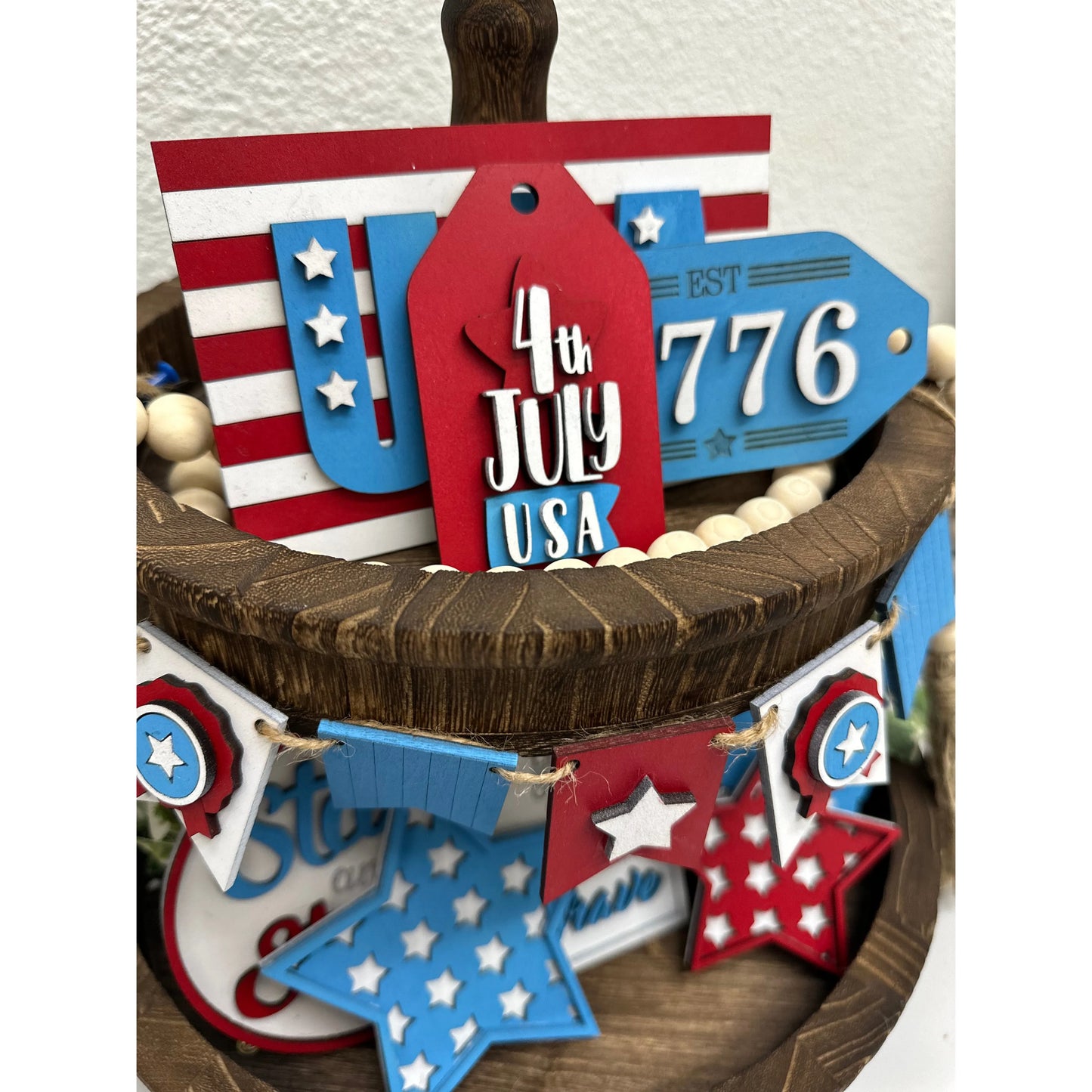 Home of the Brave Tiered Tray Decor 
