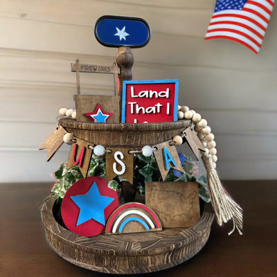 4th of July Tiered Tray Decor Tiered Tray   