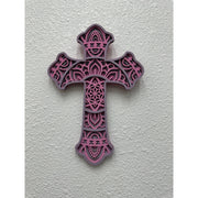 Wooden Crosses Wall Decor Small Purple/Pink 