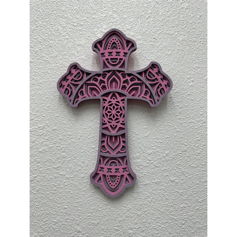 Wooden Crosses Wall Decor Small Purple/Pink 