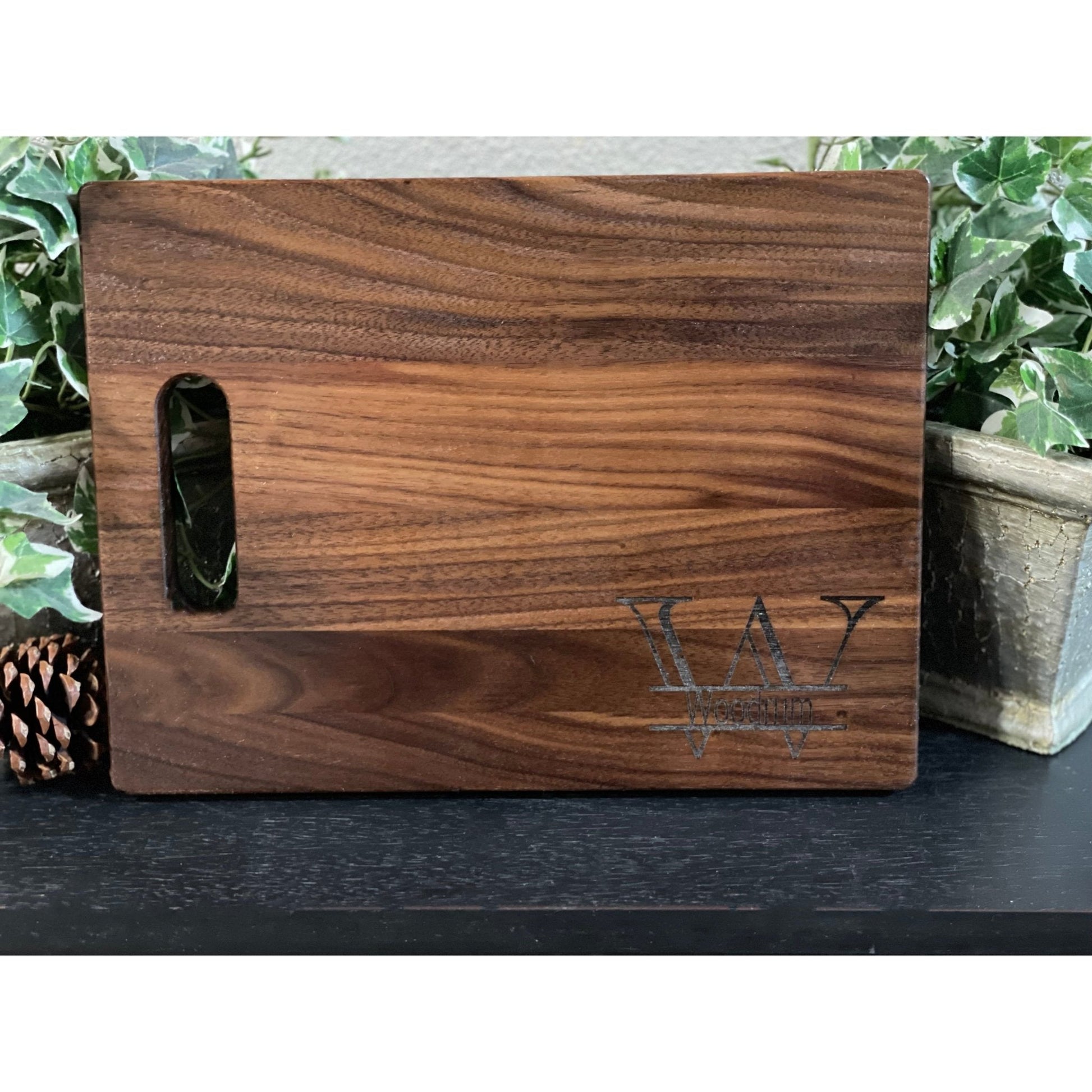 Personalized Walnut Cutting Board with Handle - Nifty Decor & More