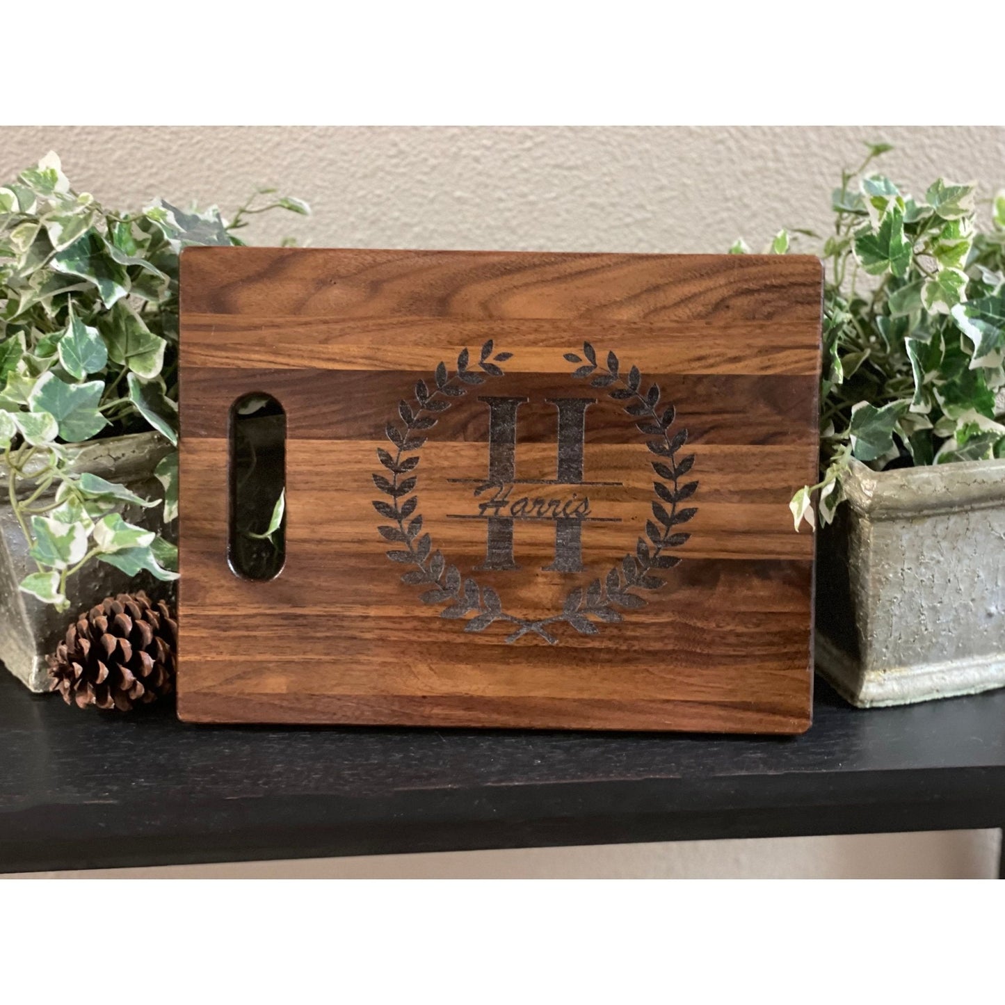 Personalized Walnut Cutting Board with Handle - Nifty Decor & More